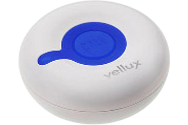 Produkten VB10, en vit servicedosa med en blå knapp