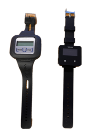 Ett svart klockarmband